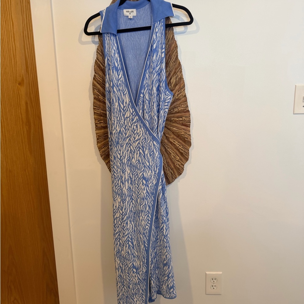 Diane Von Furstenberg Blue and White Wrap Dress